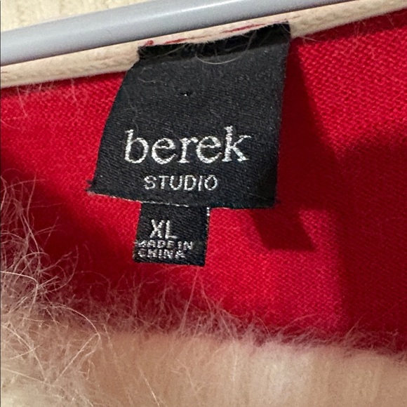 Berek Red Off-the-Shoulder Sweater with White Accents - Picture 3 of 8